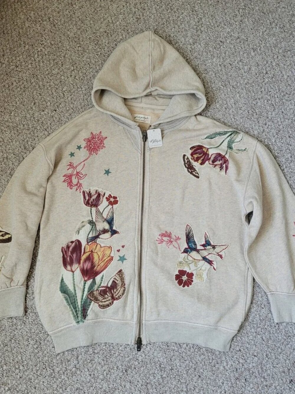 Free People NWT We The Free Zipper Front Hoodie Sweatshirt Oversized Cardigan M - Picture 4 of 7